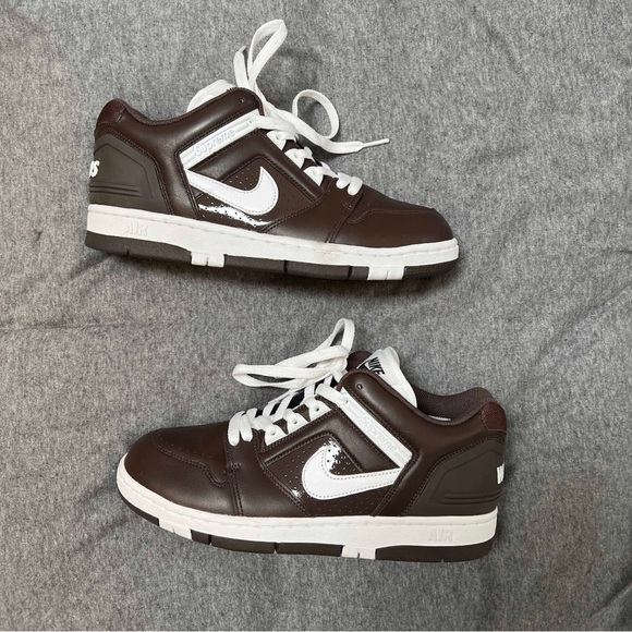 Nike Supreme SB Air Force 2 Low Brown/White – Men’s Size 8 - Picture 2 of 5